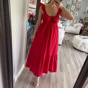 Universal Thread Red Ruffle-Sleeve Maxi Dress